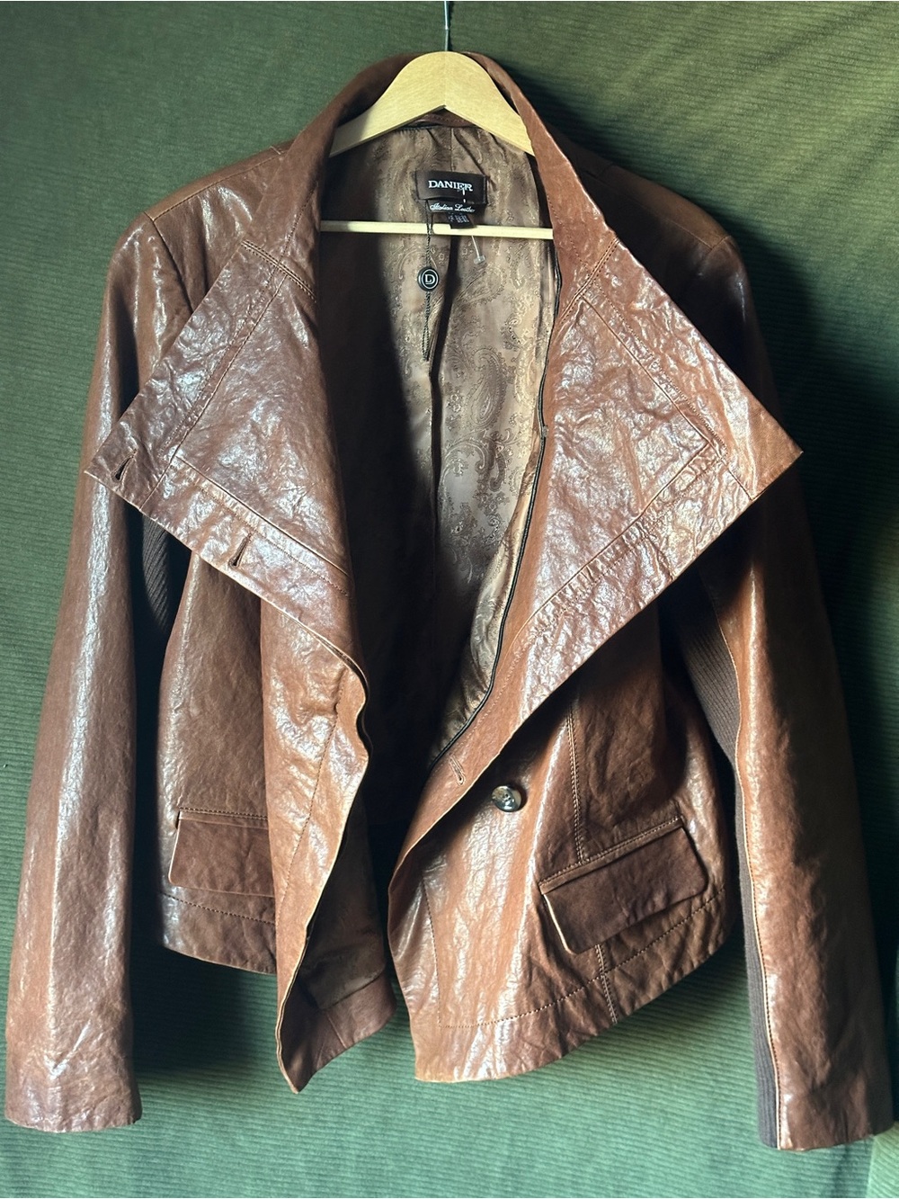 DANIER Genuine Leather Draped Women's Jacket Size XL